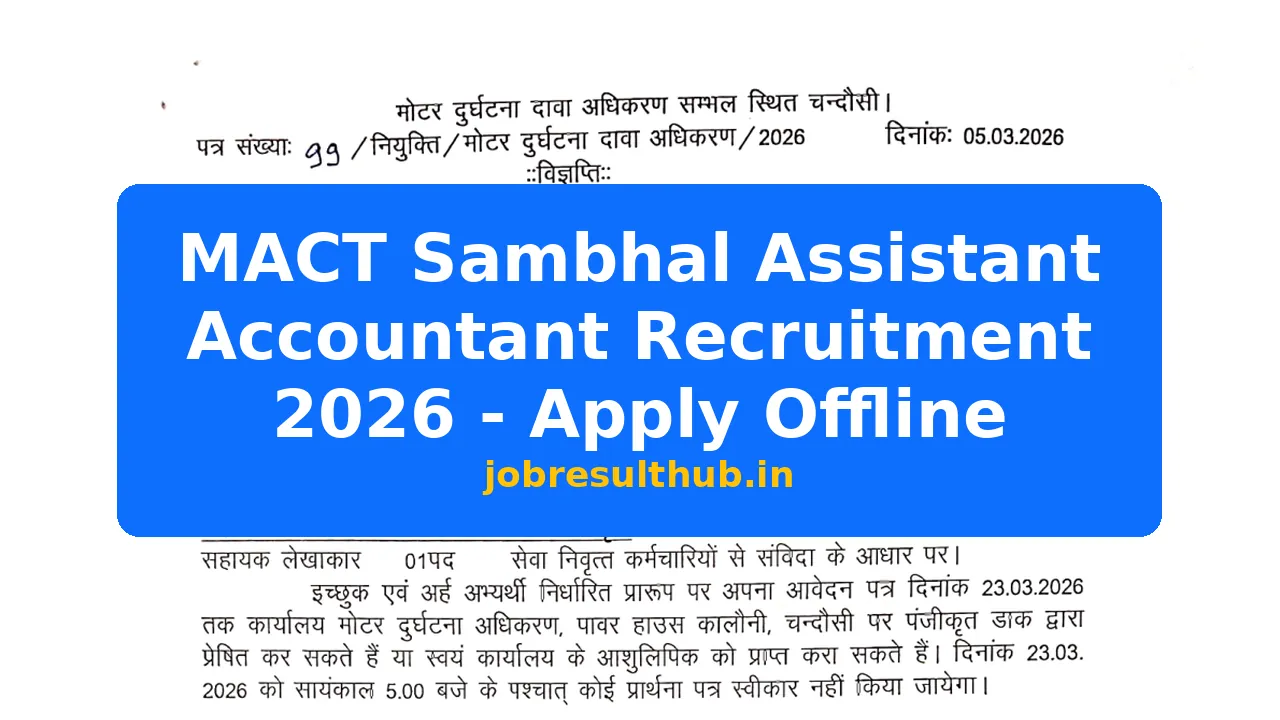 MACT Sambhal Assistant Accountant Recruitment 2026 Details