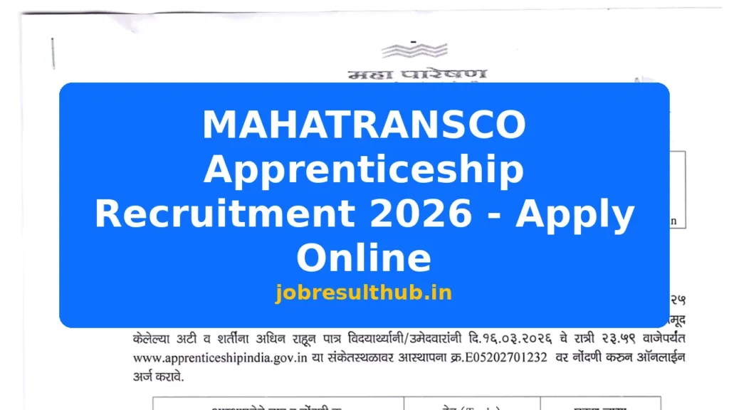 MAHATRANSCO Apprenticeship Recruitment 2026 - Apply Online - 2026 Posts