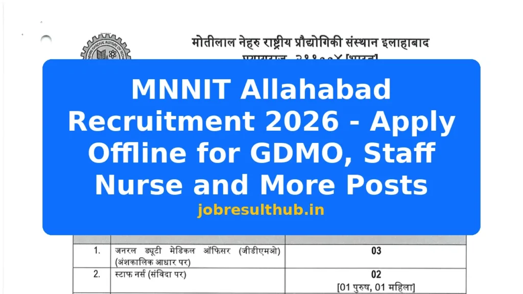 MNNIT Allahabad Recruitment 2026 - Apply Offline for GDMO, Staff Nurse and More Posts - 2026 Posts
