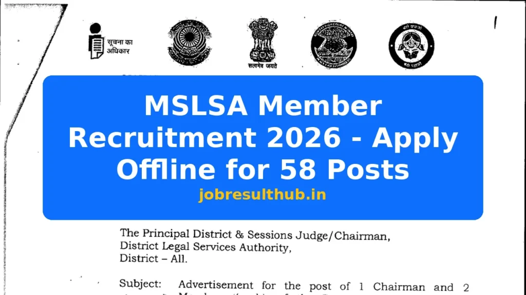 MSLSA Member Recruitment 2026 - Apply Offline for 58 Posts - 2026 Posts