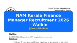 NAM Kerala Finance Manager Recruitment 2026 - Walkin - 2026 Posts