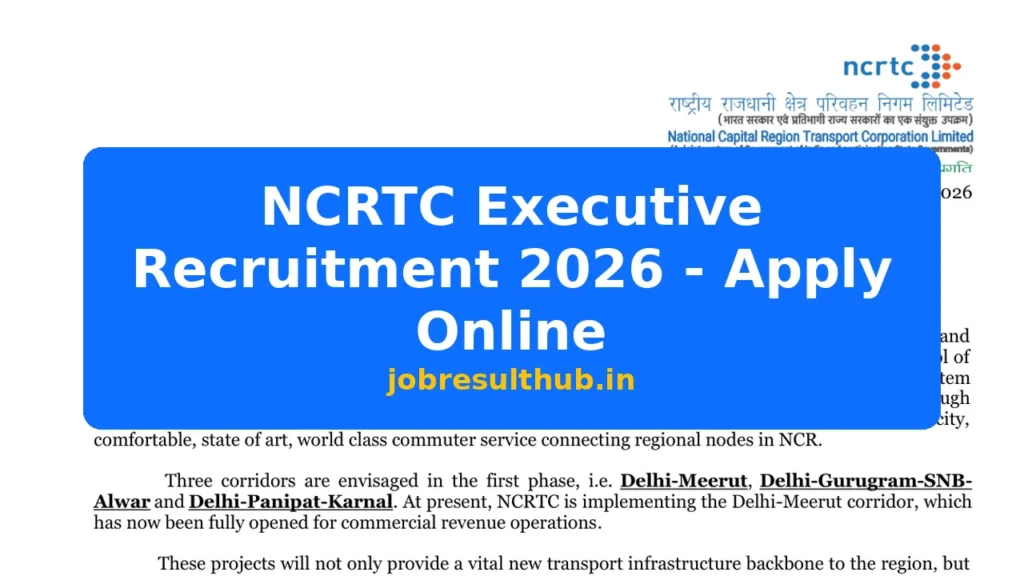 NCRTC Executive Recruitment 2026 - Apply Online - 2026 Posts