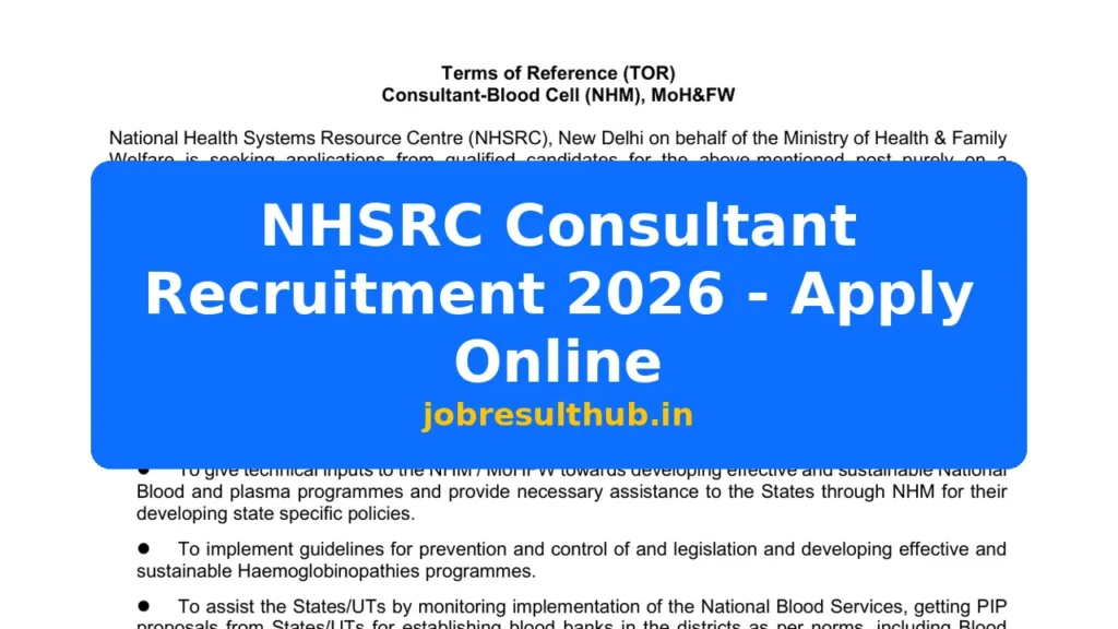 NHSRC Consultant Recruitment 2026 - Apply Online - 2026 Posts