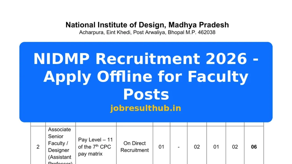 NIDMP Recruitment 2026 - Apply Offline for Faculty Posts - 2026 Posts