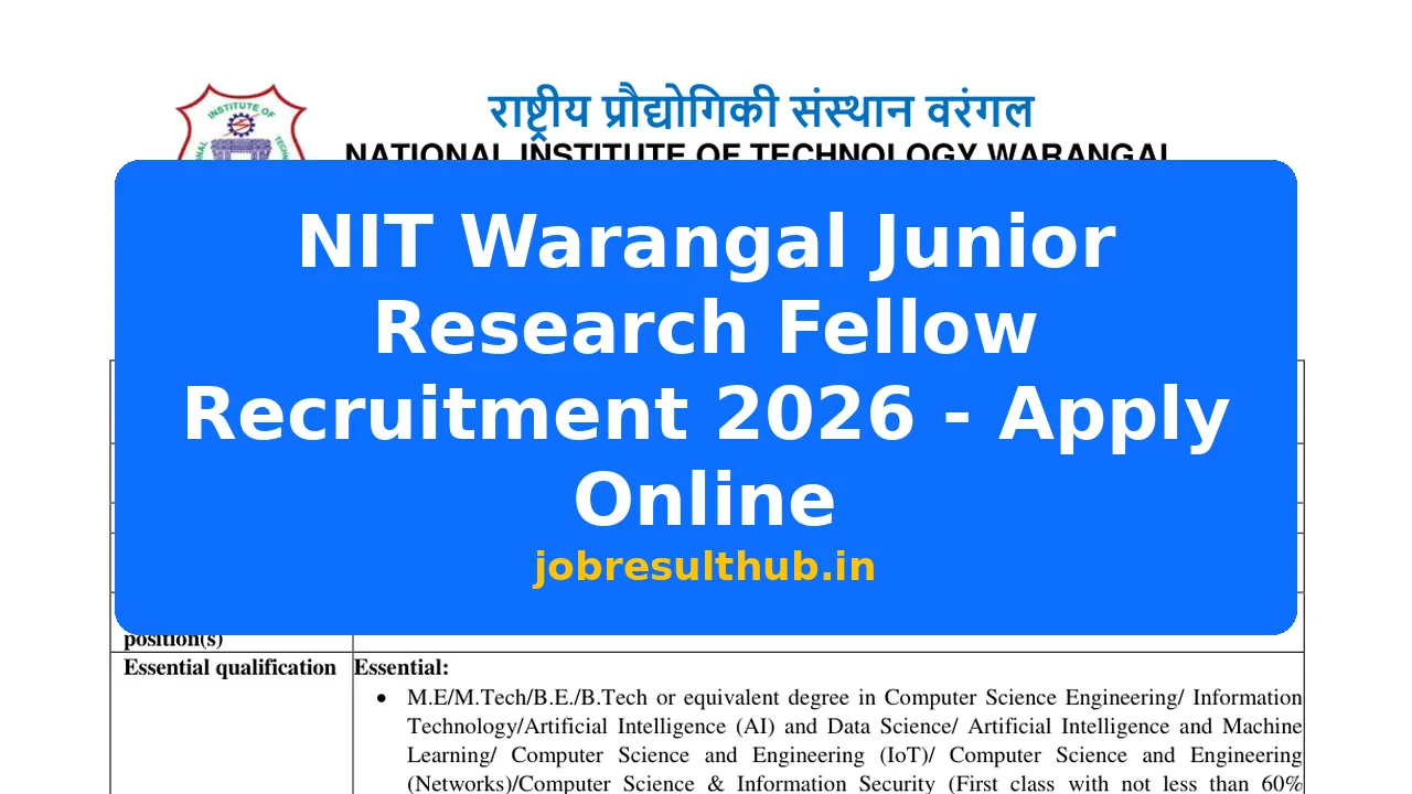 NIT Warangal JRF Recruitment 2026 - Apply Online Now