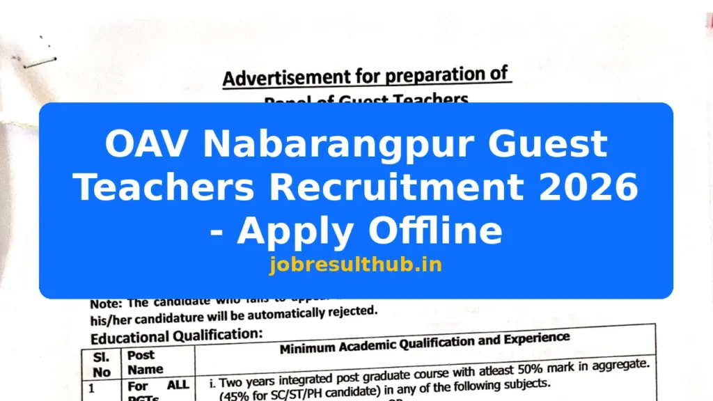 OAV Nabarangpur Guest Teachers Recruitment 2026 - Apply Offline - 2026 Posts
