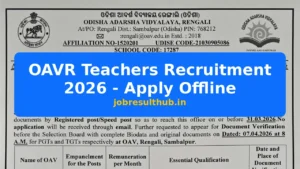 OAVR Teachers Recruitment 2026 - Apply Offline - 2026 Posts