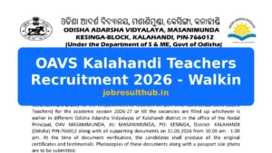 OAVS Kalahandi Teachers Recruitment 2026 - Walkin - 2026 Posts