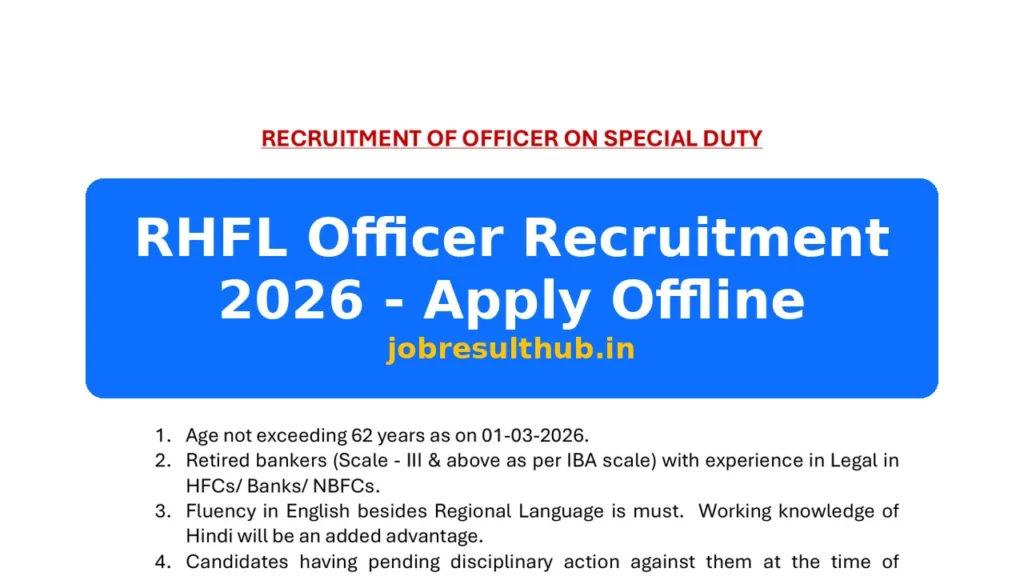 RHFL Officer Recruitment 2026 - Apply Offline - 2026 Posts