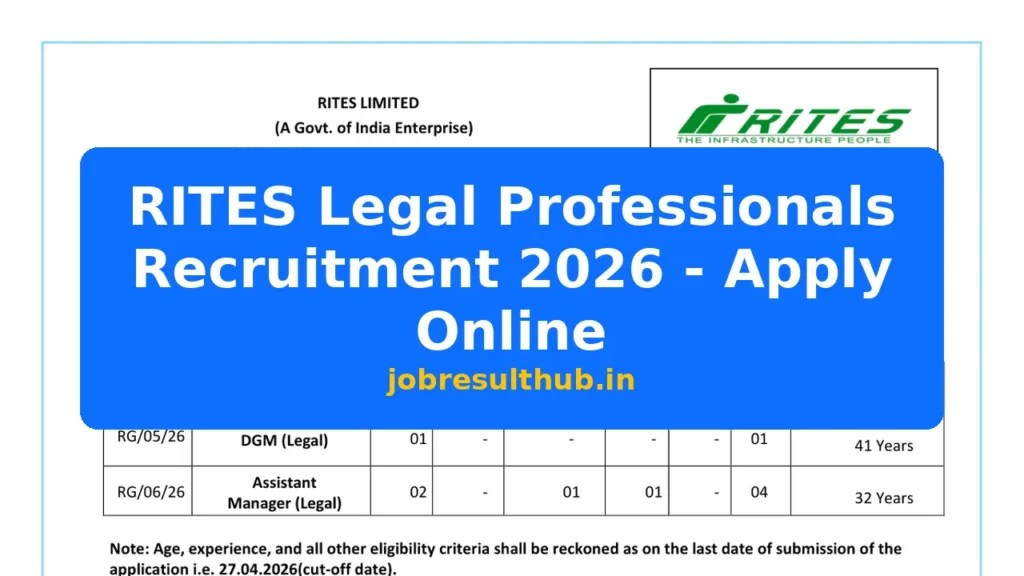 RITES Legal Professionals Recruitment 2026 - Apply Online - 2026 Posts