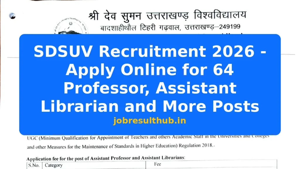 SDSUV Recruitment 2026 - Apply Online for 64 Professor, Assistant Librarian and More Posts - 2026 Posts