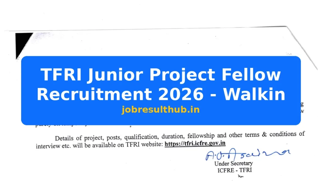TFRI Junior Project Fellow Recruitment 2026 - Walkin - 2026 Posts