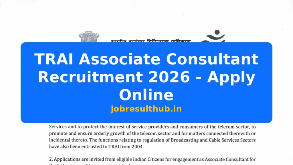 TRAI Associate Consultant Recruitment 2026 - Apply Online - 2026 Posts