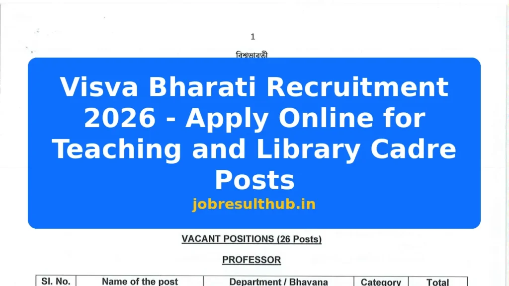 Visva Bharati Recruitment 2026 - Apply Online for Teaching and Library Cadre Posts - 2026 Posts