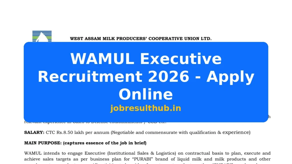 WAMUL Executive Recruitment 2026 - Apply Online - 2026 Posts