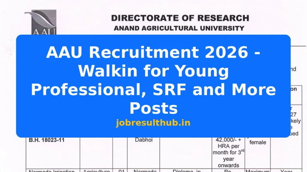 AAU Recruitment 2026 - Walkin for Young Professional, SRF and More Posts - 2026 Posts
