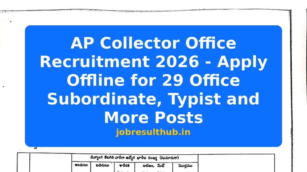 AP Collector Office Recruitment 2026 - Apply Offline for 29 Office Subordinate, Typist and More Posts - 2026 Posts