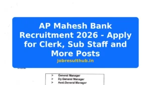 AP Mahesh Bank Recruitment 2026 - Apply for Clerk, Sub Staff and More Posts - 2026 Posts