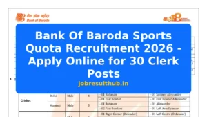 Bank Of Baroda Sports Quota Recruitment 2026 - Apply Online for 30 Clerk Posts - 30 Posts