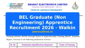 BEL Graduate (Non Engineering) Apprentice Recruitment 2026 - Walkin - 2026 Posts