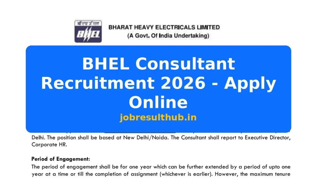 BHEL Consultant Recruitment 2026 - Apply Online - 2026 Posts