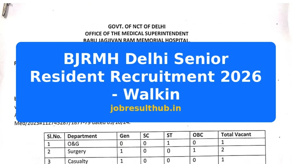 BJRMH Delhi Senior Resident Recruitment 2026 - Walkin - 2026 Posts