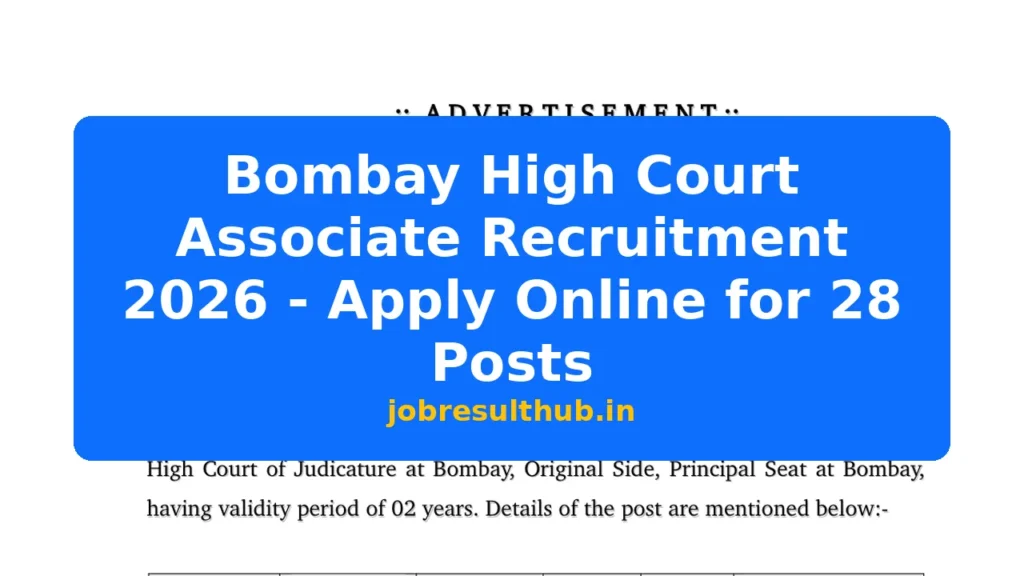 Bombay High Court Associate Recruitment 2026 - Apply Online for 28 Posts - 2026 Posts