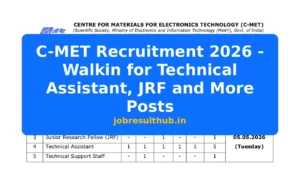 C-MET Recruitment 2026 - Walkin for Technical Assistant, JRF and More Posts - 2026 Posts