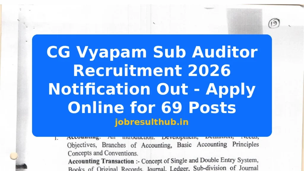 CG Vyapam Sub Auditor Recruitment 2026 Notification Out - Apply Online for 69 Posts - 69 Posts
