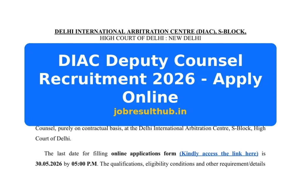 DIAC Deputy Counsel Recruitment 2026 - Apply Online - 2026 Posts