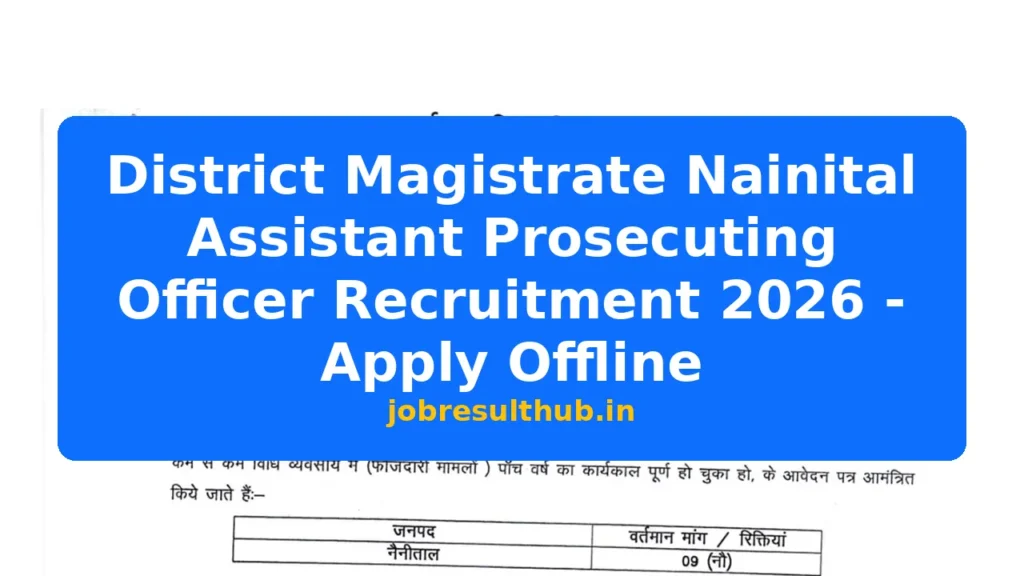 District Magistrate Nainital Assistant Prosecuting Officer Recruitment 2026 - Apply Offline - 2026 Posts