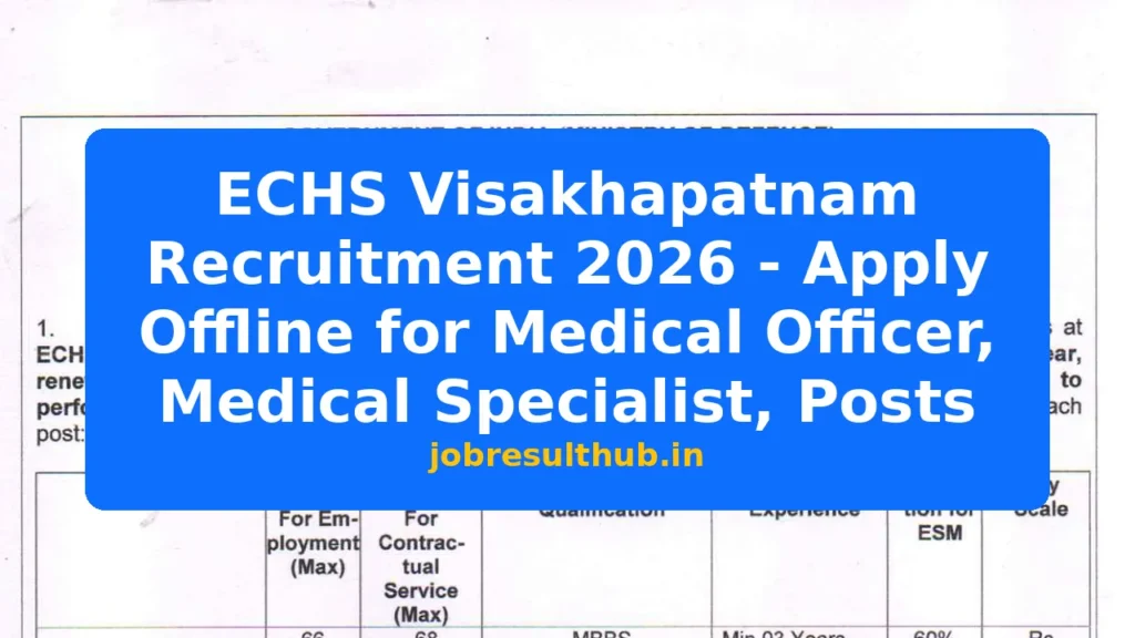ECHS Visakhapatnam Recruitment 2026 - Apply Offline for Medical Officer, Medical Specialist, Posts - 2026 Posts