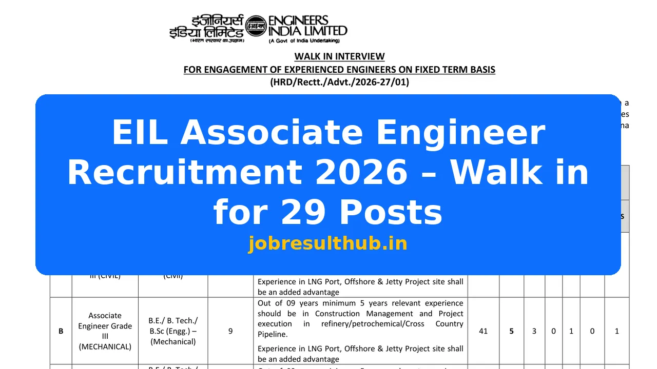 EIL Associate Engineer Recruitment 2026 - Apply Now