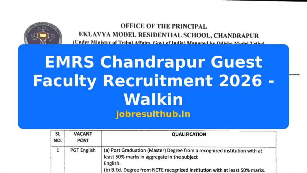 EMRS Chandrapur Guest Faculty Recruitment 2026 - Walkin - 2026 Posts