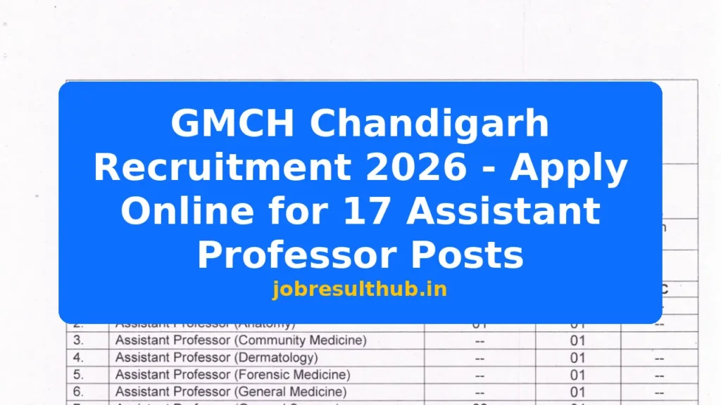 GMCH Chandigarh Recruitment 2026 - Apply Online for 17 Assistant Professor Posts - 2026 Posts