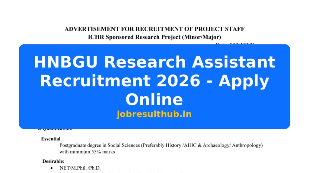 HNBGU Research Assistant Recruitment 2026 - Apply Online - 2026 Posts