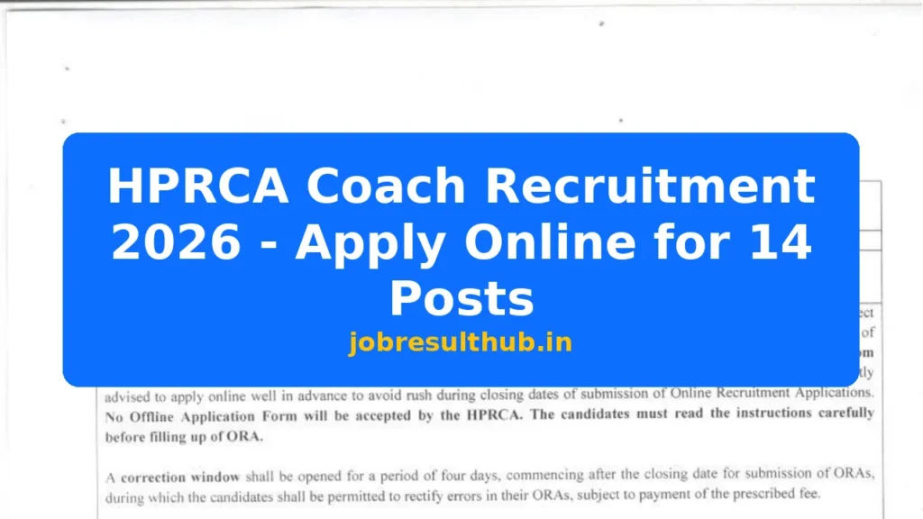HPRCA Coach Recruitment 2026 - Apply Online for 14 Posts - 2026 Posts