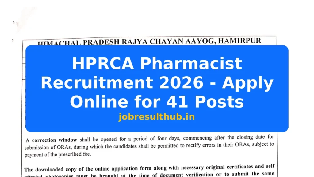 HPRCA Pharmacist Recruitment 2026 - Apply Online for 41 Posts - 2026 Posts