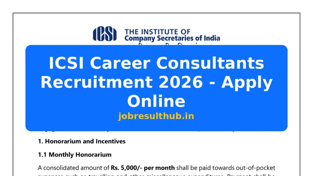 ICSI Career Consultants Recruitment 2026 - Apply Online - 2026 Posts
