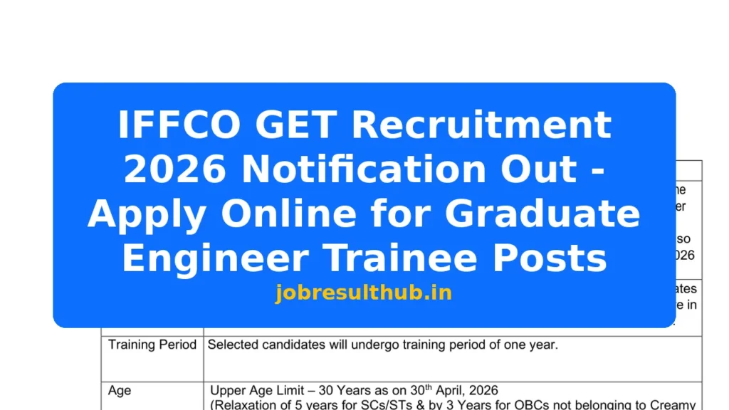 IFFCO GET Recruitment 2026 Notification Out - Apply Online for Graduate Engineer Trainee Posts - 2026 Posts