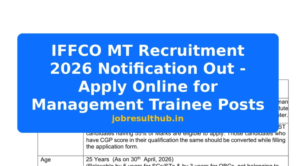 IFFCO MT Recruitment 2026 Notification Out - Apply Online for Management Trainee Posts - 2026 Posts