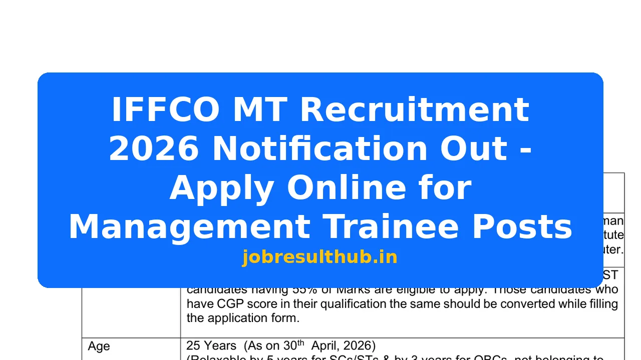 IFFCO MT Recruitment 2026 Notification O...