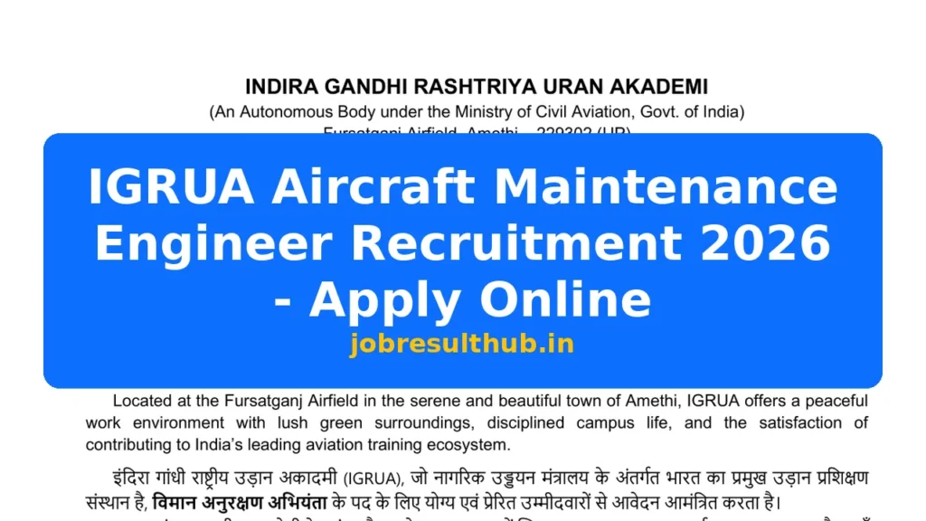IGRUA Aircraft Maintenance Engineer Recruitment 2026 - Apply Online - 2026 Posts