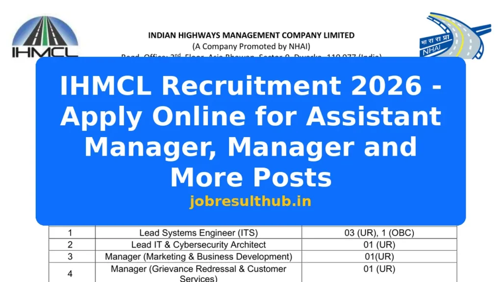 IHMCL Recruitment 2026 - Apply Online for Assistant Manager, Manager and More Posts - 2026 Posts