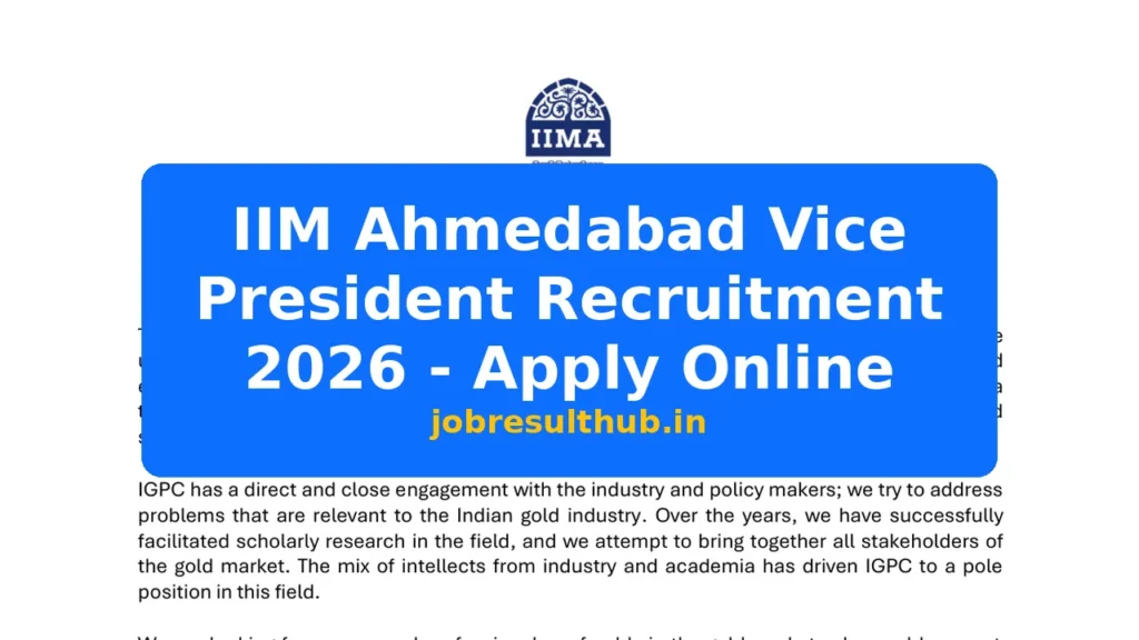 IIM Ahmedabad Vice President Recruitment 2026 - Apply Online - 2026 Posts