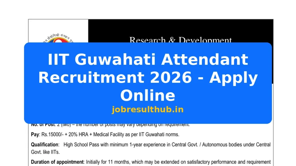 IIT Guwahati Attendant Recruitment 2026 - Apply Online - 2026 Posts