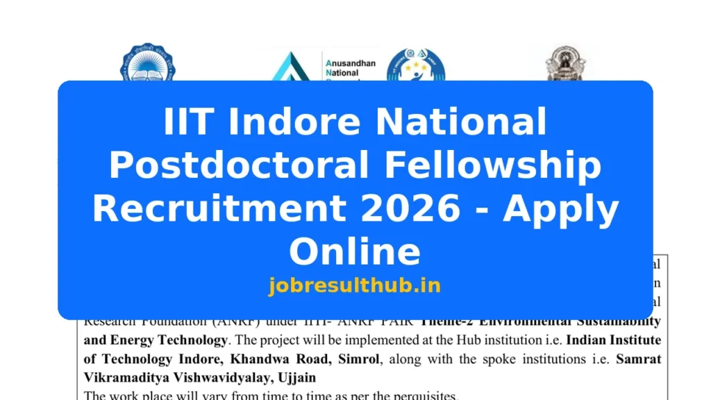 IIT Indore National Postdoctoral Fellowship Recruitment 2026 - Apply Online - 2026 Posts