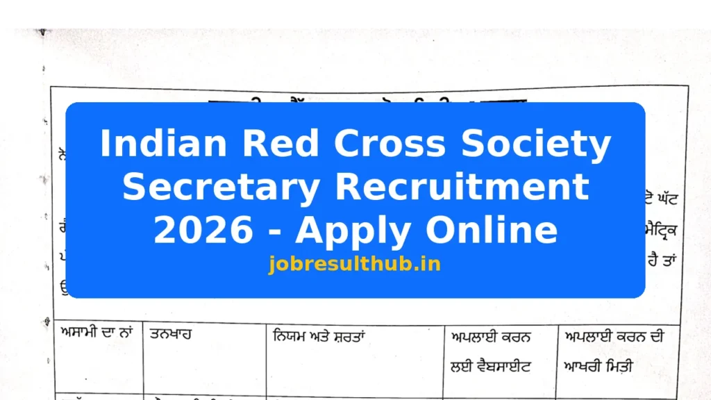 Indian Red Cross Society Secretary Recruitment 2026 - Apply Online - 2026 Posts