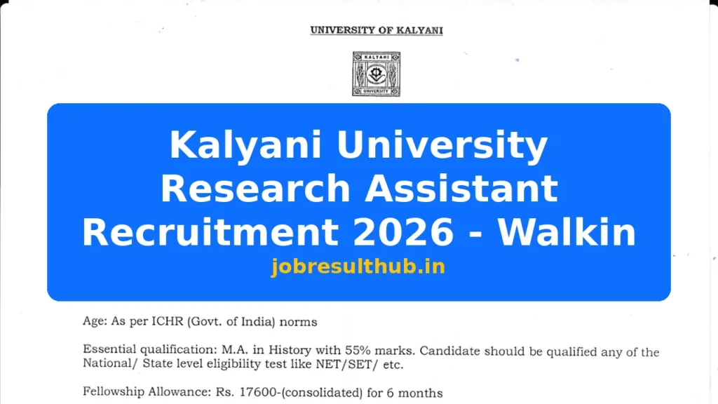 Kalyani University Research Assistant Recruitment 2026 - Walkin - 2026 Posts