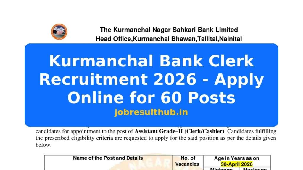 Kurmanchal Bank Clerk Recruitment 2026 - Apply Online for 60 Posts - 60 Posts
